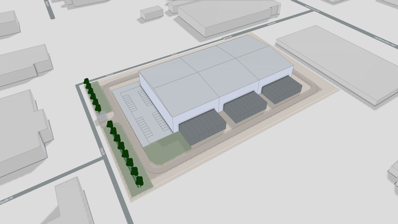Single-storey warehouse render